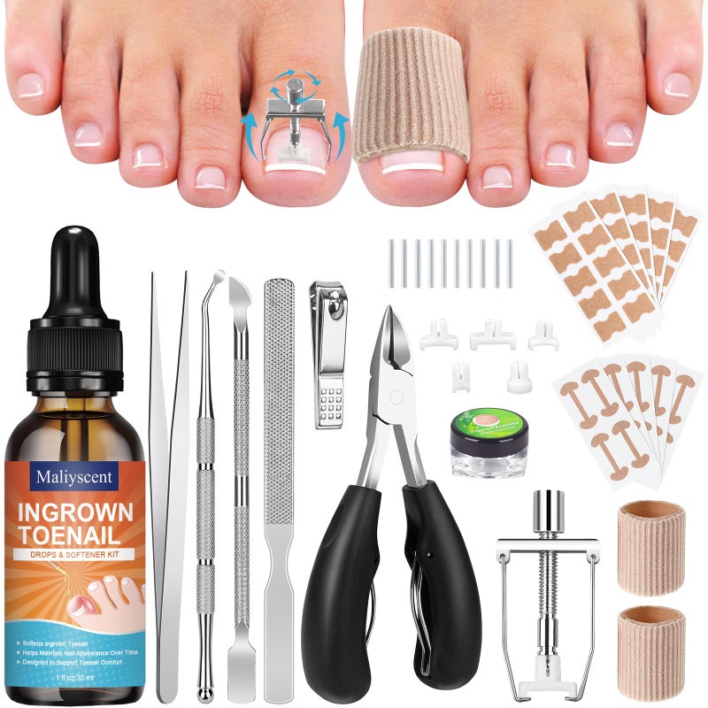 Ingrown Toenail Removal Kit Professional Ingrown Toenail Tool Kit Includes Ingrown Toenail Corrector Drops Corrector Patch Toenail Clipper Nail File Lifter Pedicure Tools